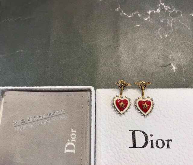 Dior飾品 迪奧經典熱銷款愛心蜜蜂個性耳釘耳環  zgd1373